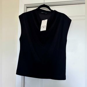 New Zara High Neck Black Blouse